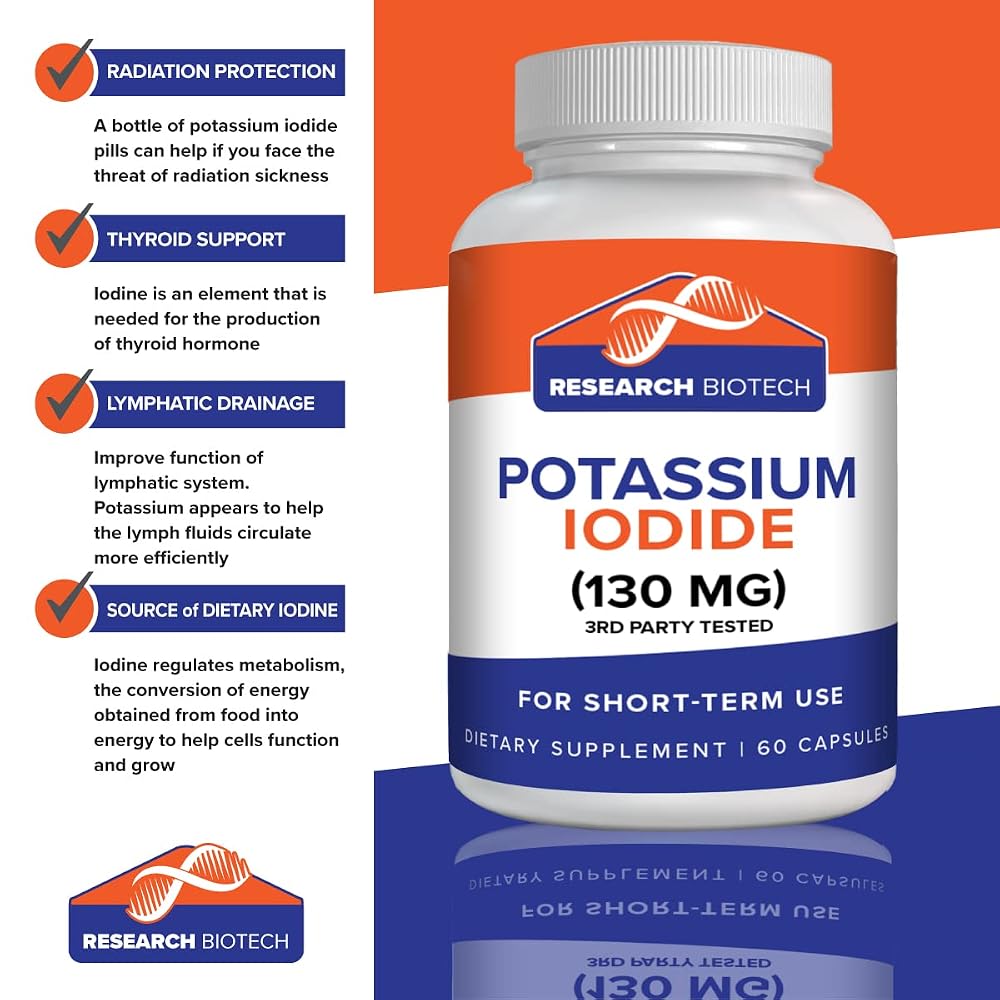 Research Biotech Group Potassium Iodide 130mg Thyroid Support - 60 Capsules - image 2