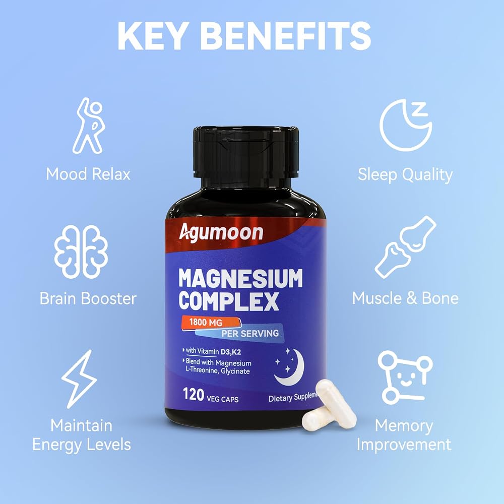 Agumoon Magnesium Supplement with Vitamin D3 K2