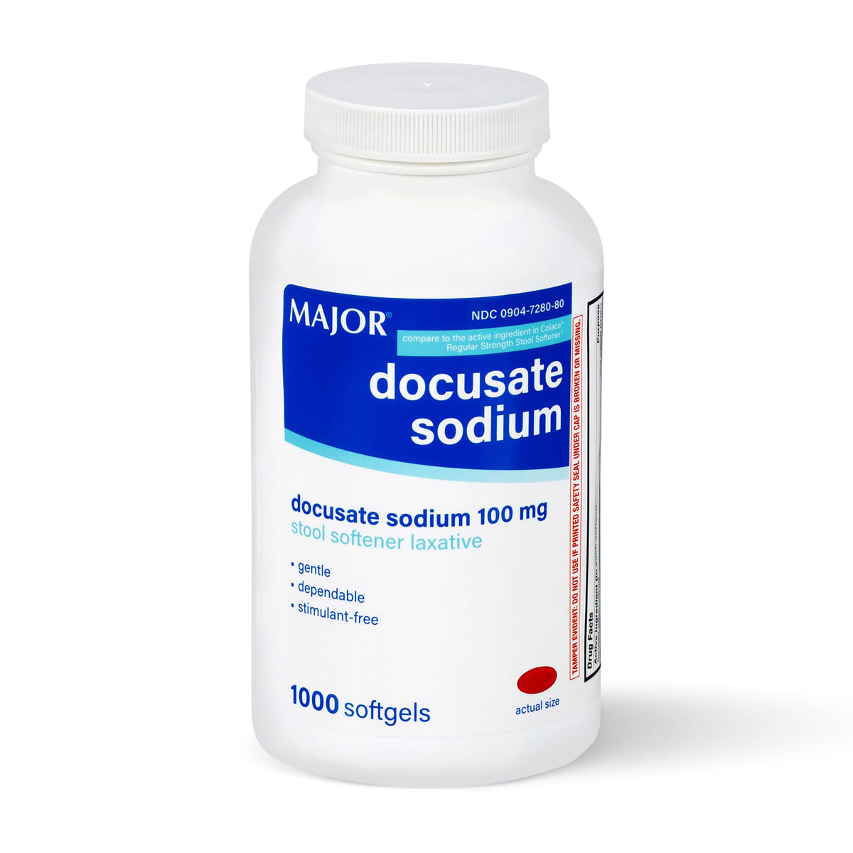 MAJOR Docusate Sodium 100mg Stool Softener - 1000 Softgels