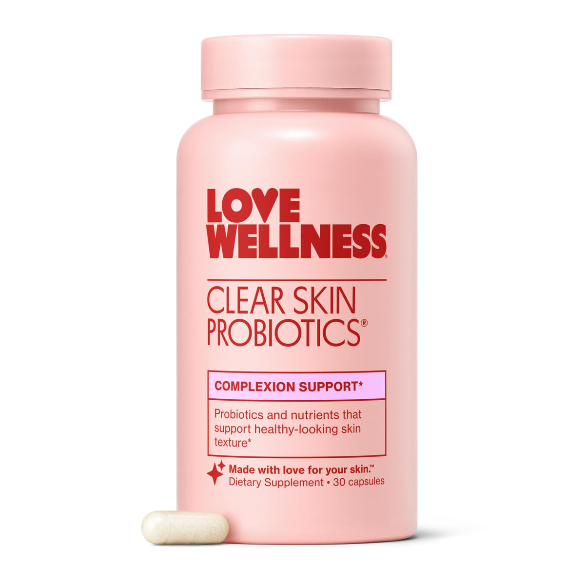 Love Wellness Clear Skin Probiotic with Zinc & Chaste Tree - 30 Capsules