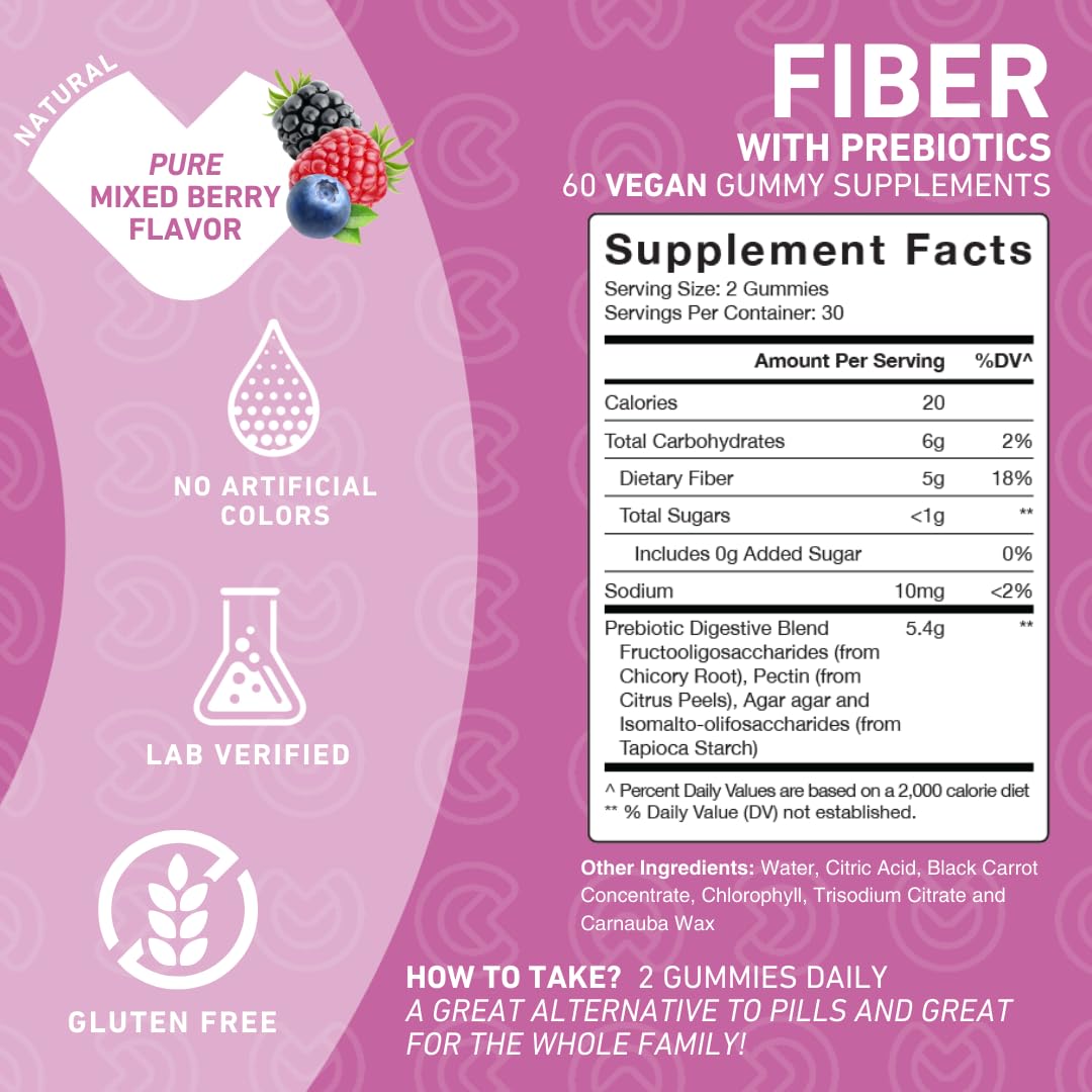 PUREFINITY Fiber Gummies with Inulin FOS from Chicory Root - 60 Count - image 4