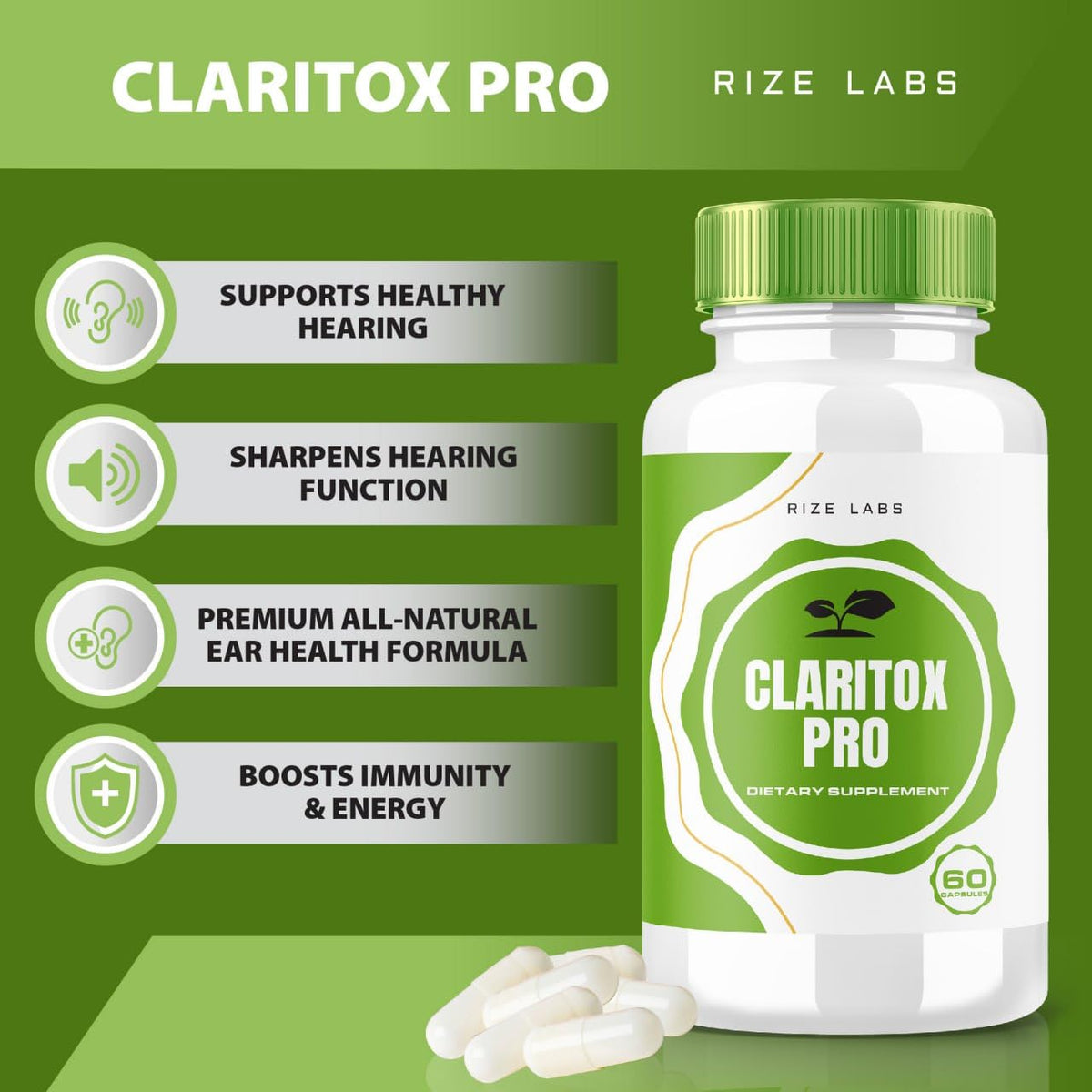 rize labs Claritox Pro Vertigo Support Supplement - 300 Capsules - image 3