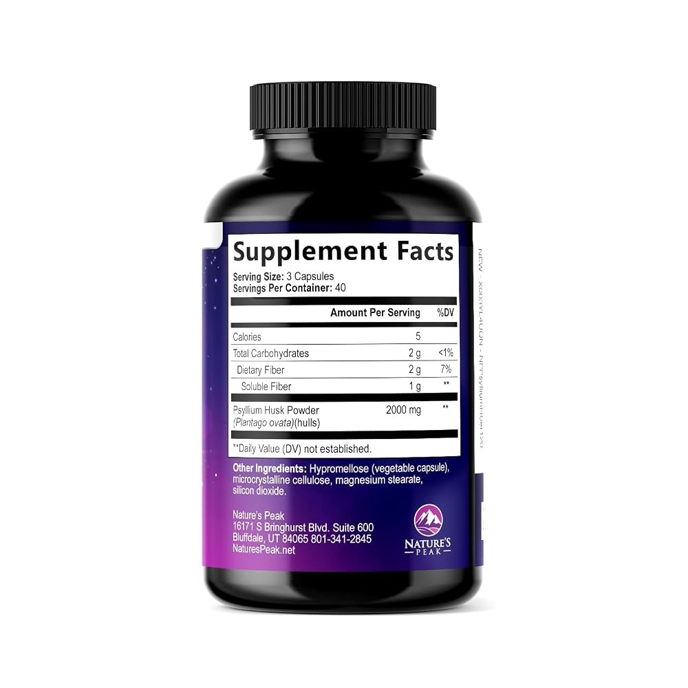 Nature's Peak Psyllium Husk Powder 2000mg Per Serving - Soluble Fiber