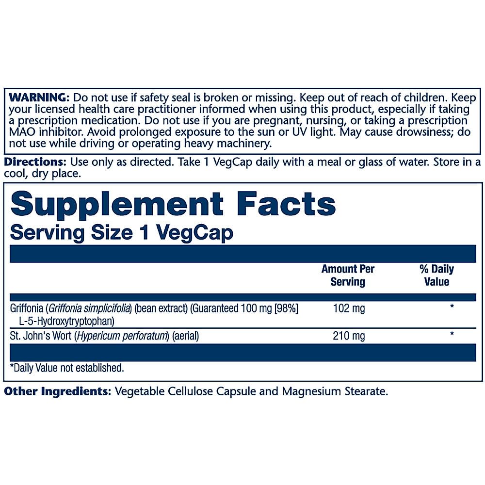 Solaray 5-HTP Plus St John's Wort - 30 Vegetarian Capsules - image 2