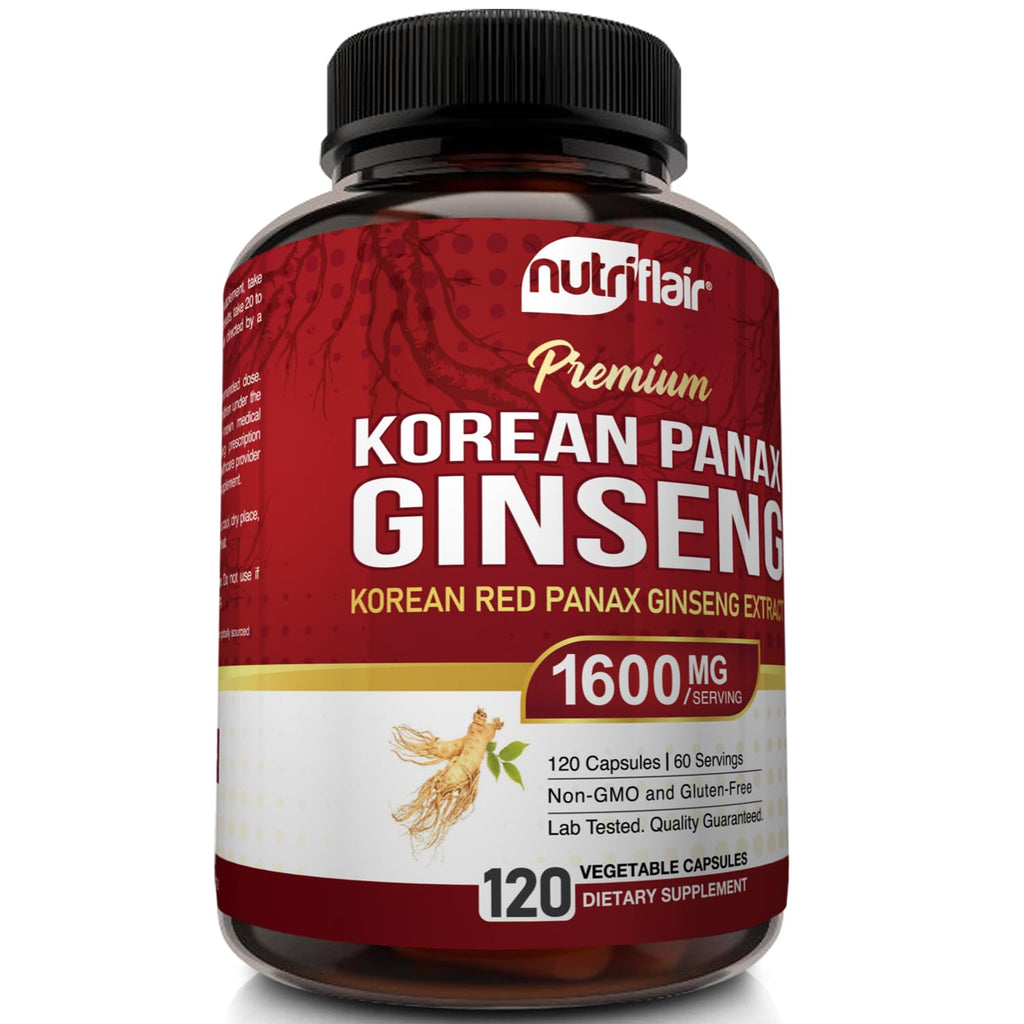 NutriFlair Korean Red Panax Ginseng 1600mg Energy & Focus - 120 Capsules - image 6