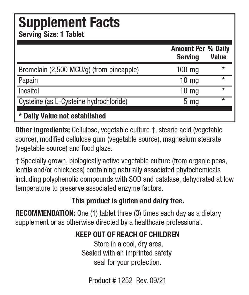 BIOTICS RESEARCH Bromelain Plus Digestive Enzyme - 100 Tablets - image 2