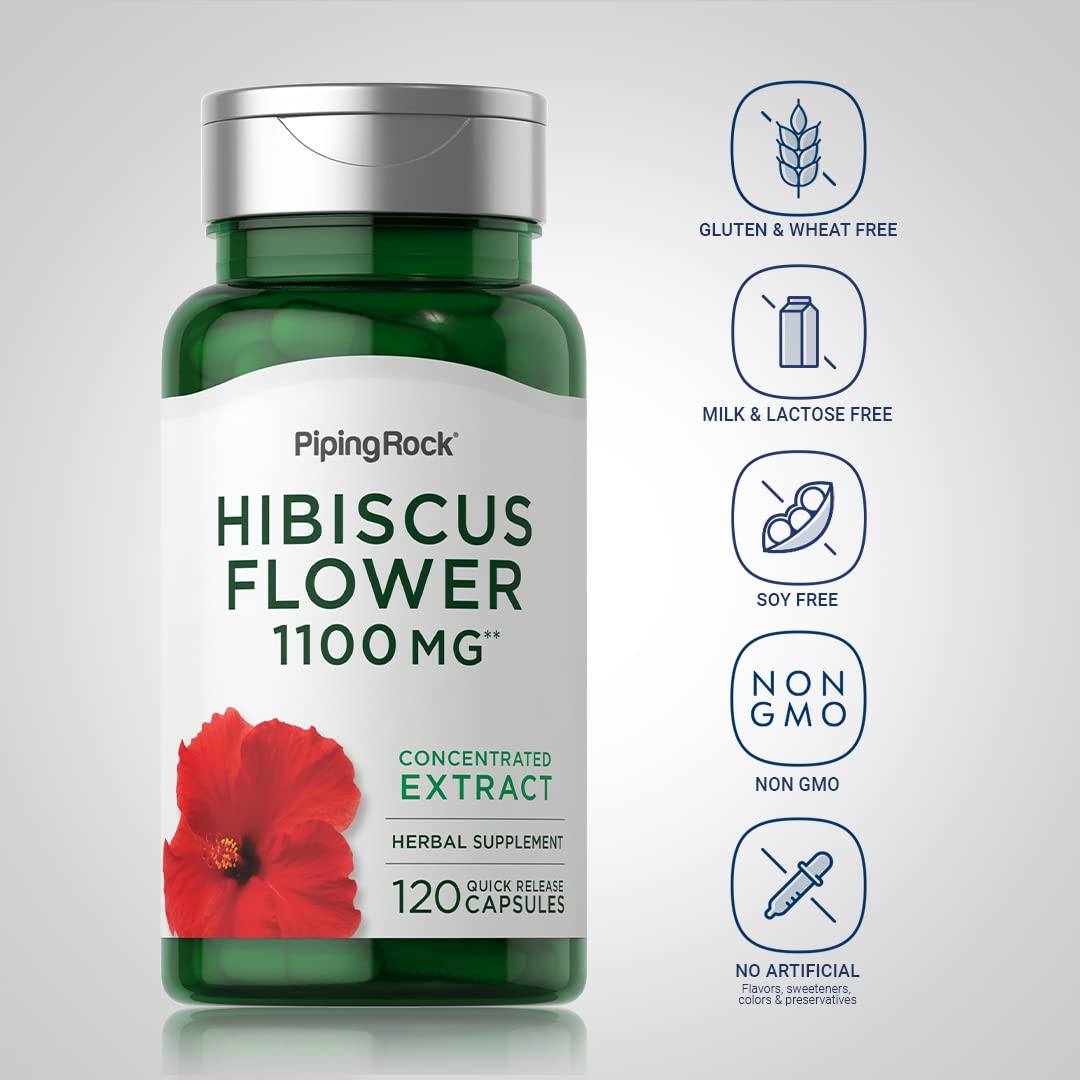 Piping Rock Hibiscus Flowers Concentrated Extract - 120 Capsules - image 3