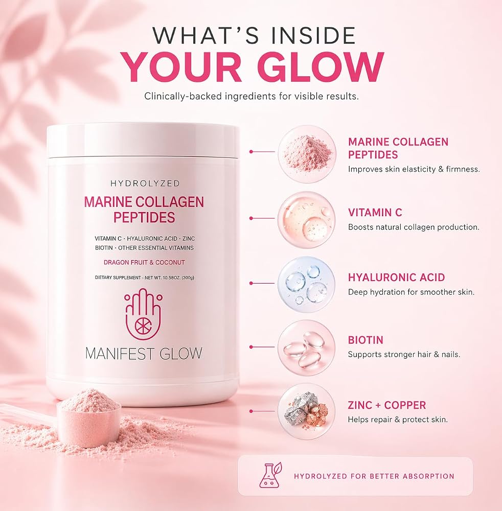 Manifest Glow Marine Collagen Peptides Tropical - 30 Servings - image 4