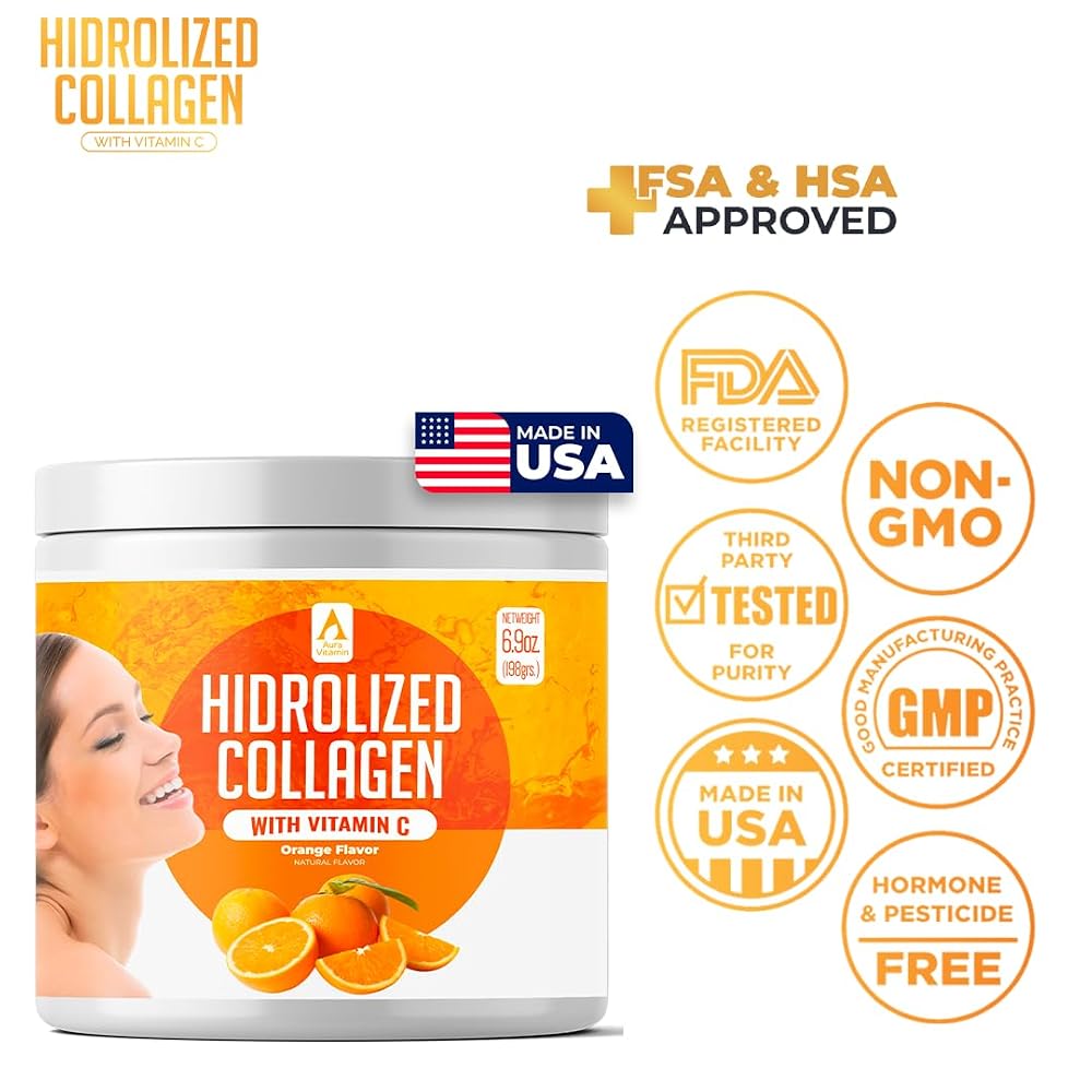 AV Orange Hydrolyzed Grass Fed Collagen with Vitamin C Powder - 198g - image 3