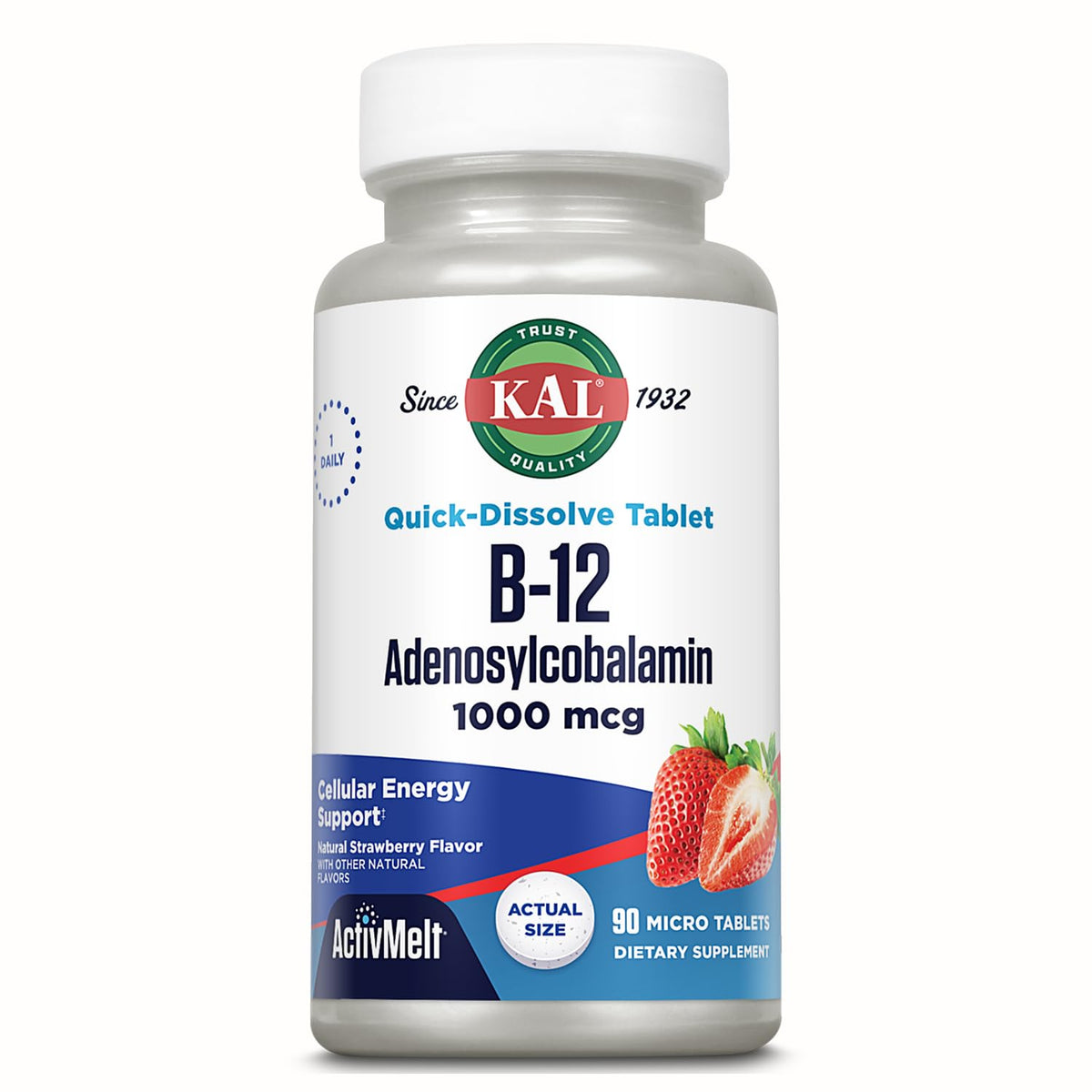 KAL Vitamin B12 1000 mcg Adenosylcobalamin - 90 Tablets