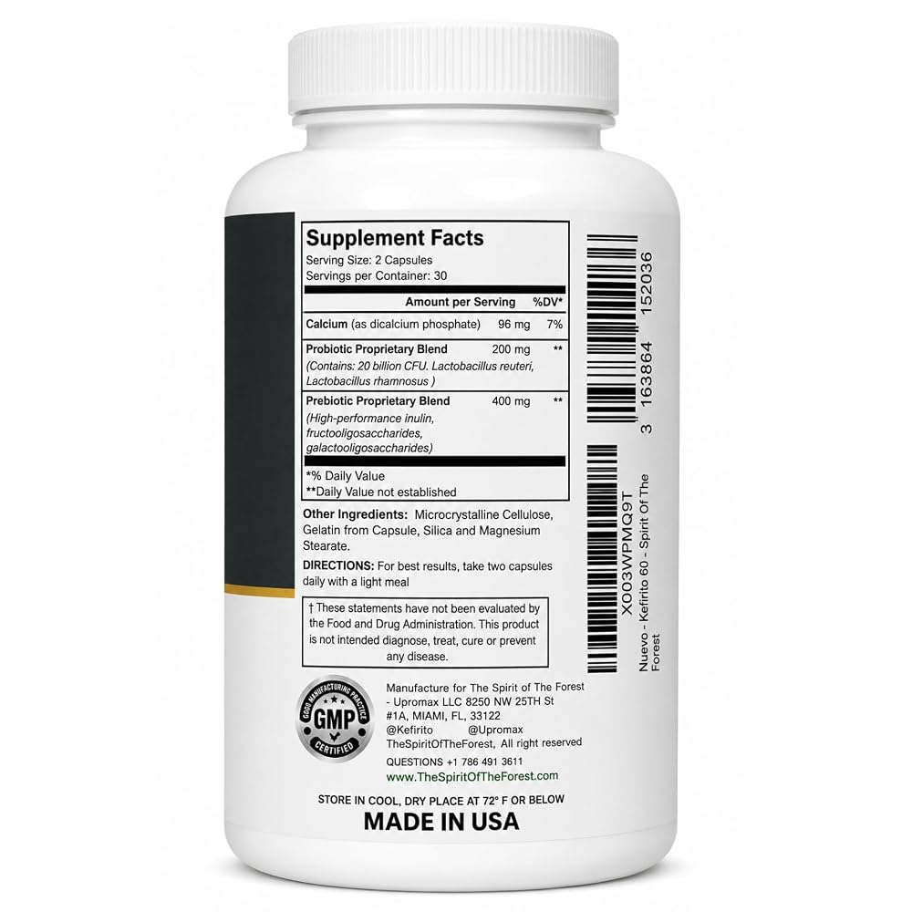 Spirit of The Forest Kefirito Daily Synbiotic Probiotic Prebiotic - 60 Capsules - image 2