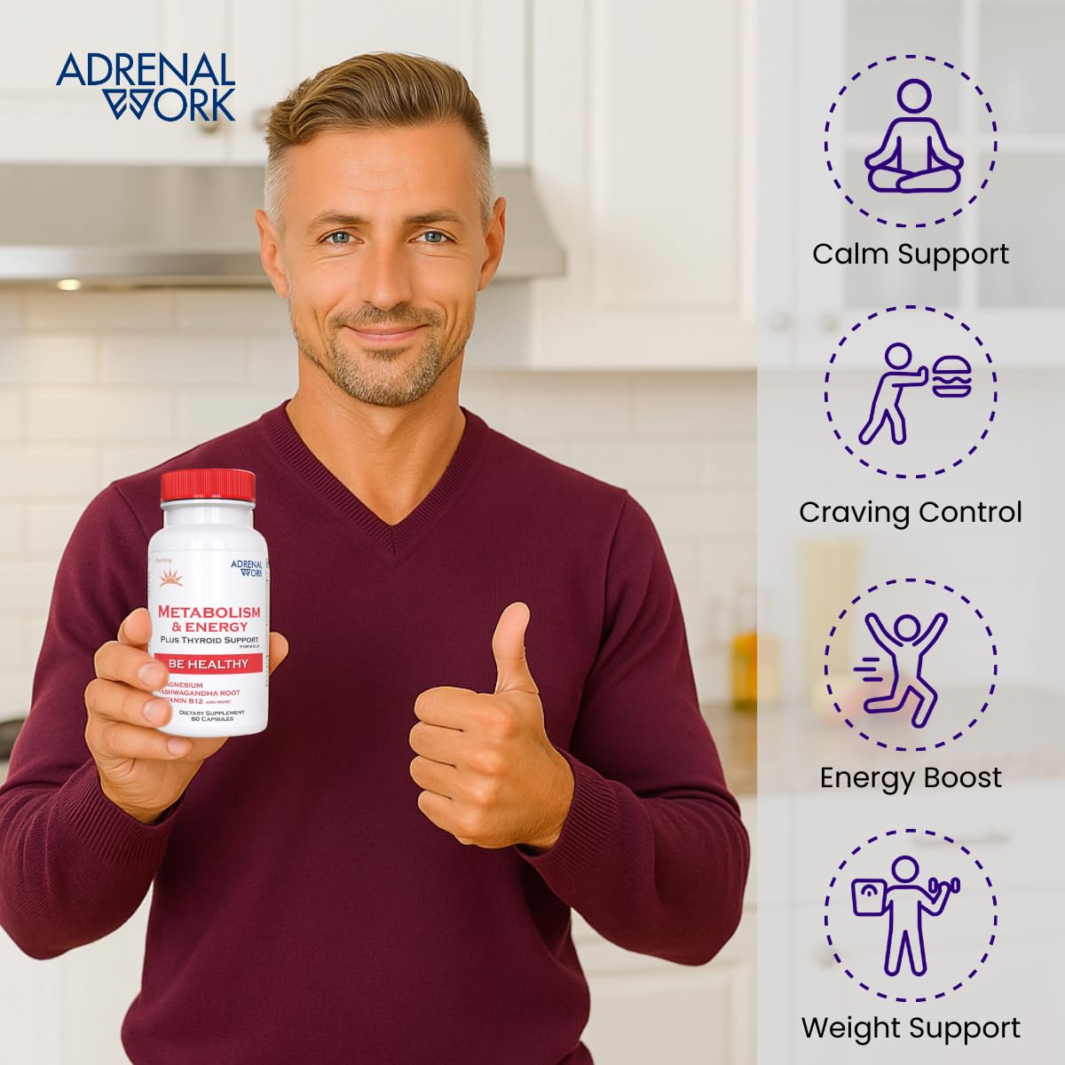 Adrenalwork Adrenal Support Supplement Adaptogen Blend - 60 Capsules - image 5