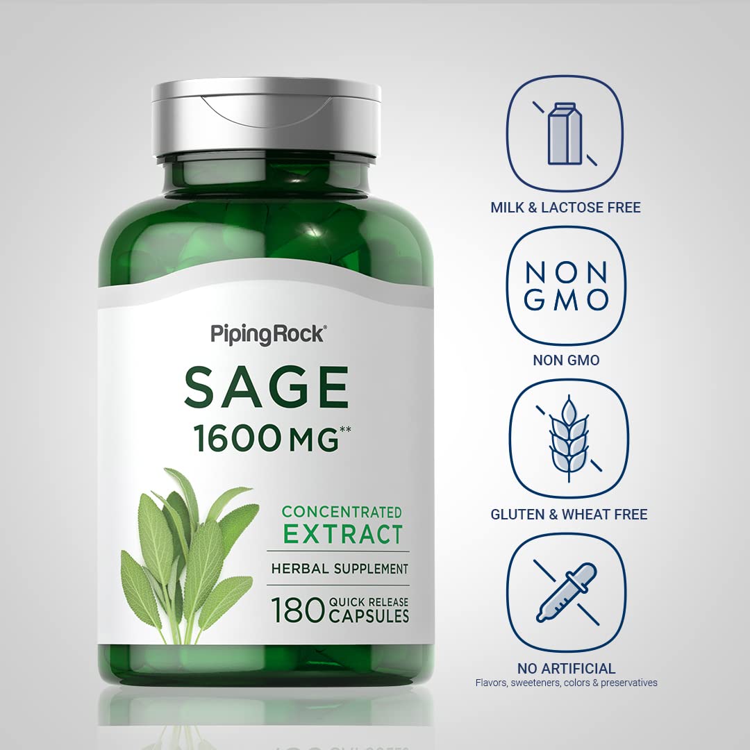 Piping Rock Sage Supplement Concentrated Herbal Extract - 180 Capsules - image 3