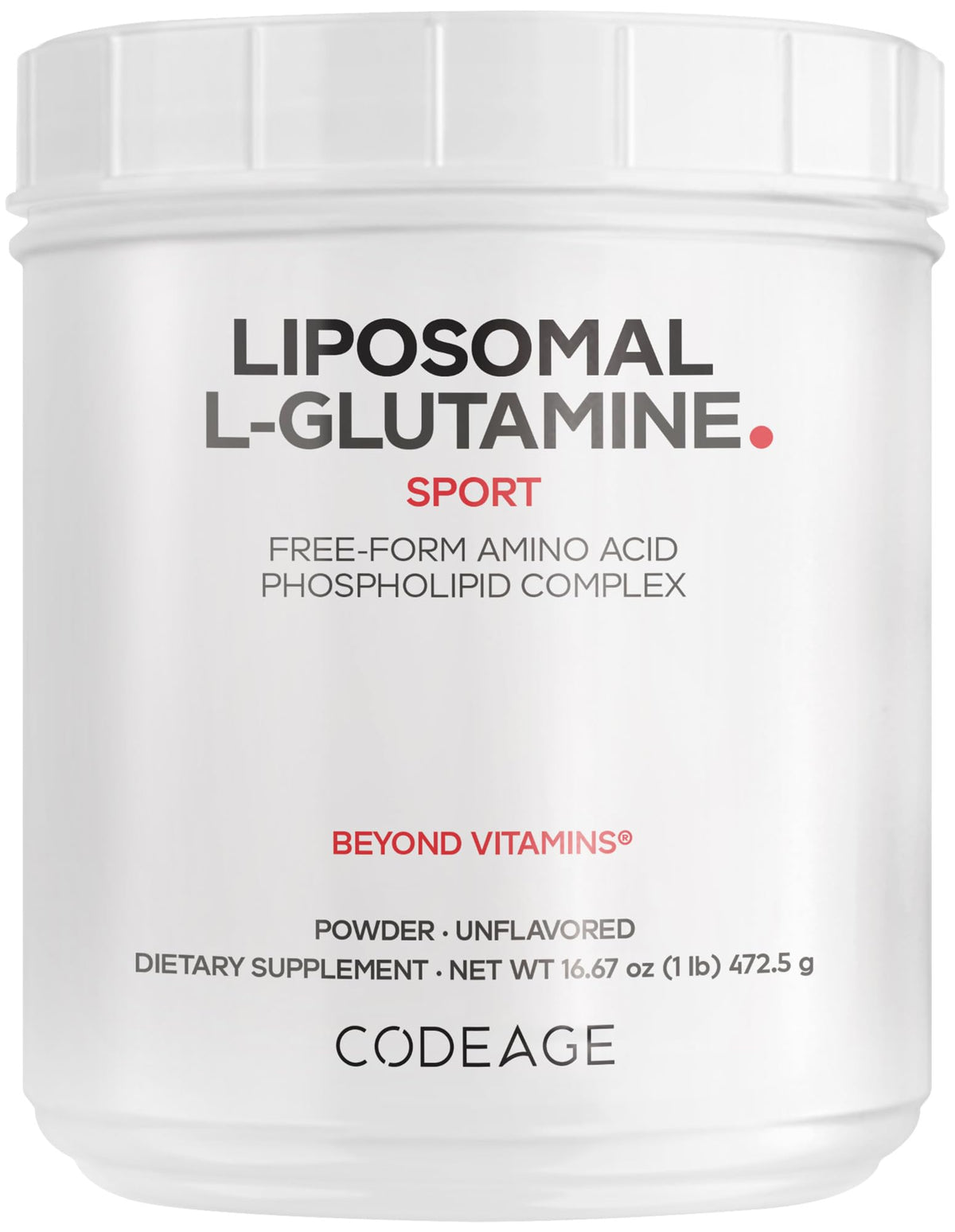 Codeage Liposomal L-Glutamine Powder 5000mg - 90 Servings