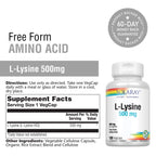 Solaray Free-Form L-Lysine 500mg - 240 Vegetarian Capsules - image 2