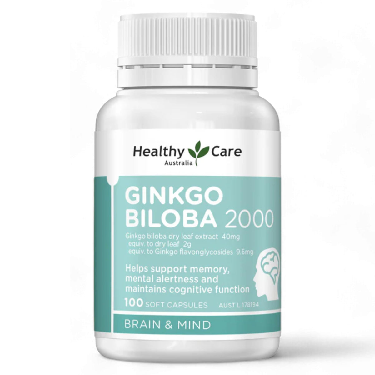 Healthy Care Ginkgo Biloba 2000mg - 100 Capsules