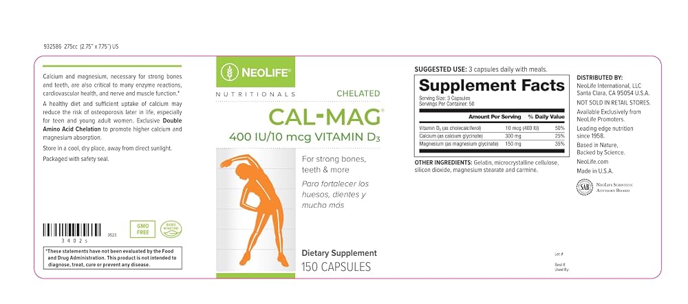NeoLife Chelated Cal-Mag with Vitamin D3 - 150 Softgels - image 5
