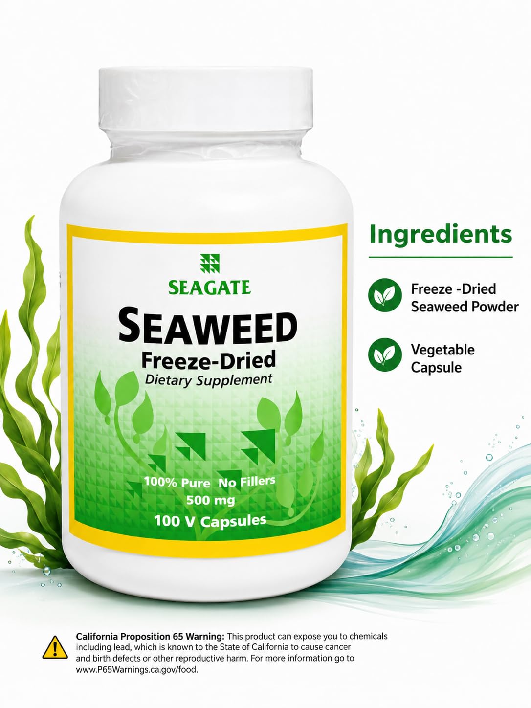 Seagate Freeze-Dried Seaweed 500 mg - 100 Capsules - image 3