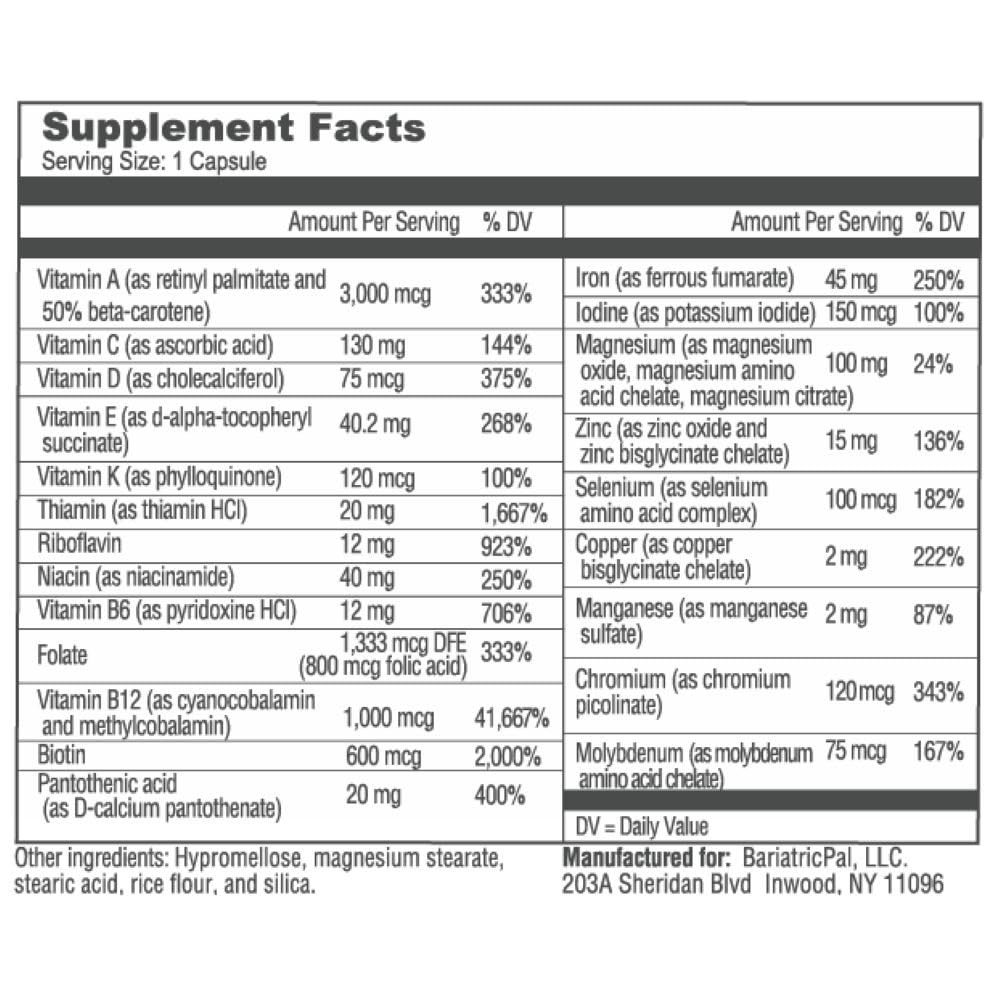 BariatricPal Multivitamin ONE 1 per Day! Bariatric Multivitamin