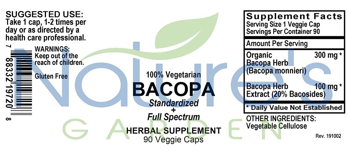 Nature's Garden Essentials Bacopa - 90 Vegetarian Capsules - image 7