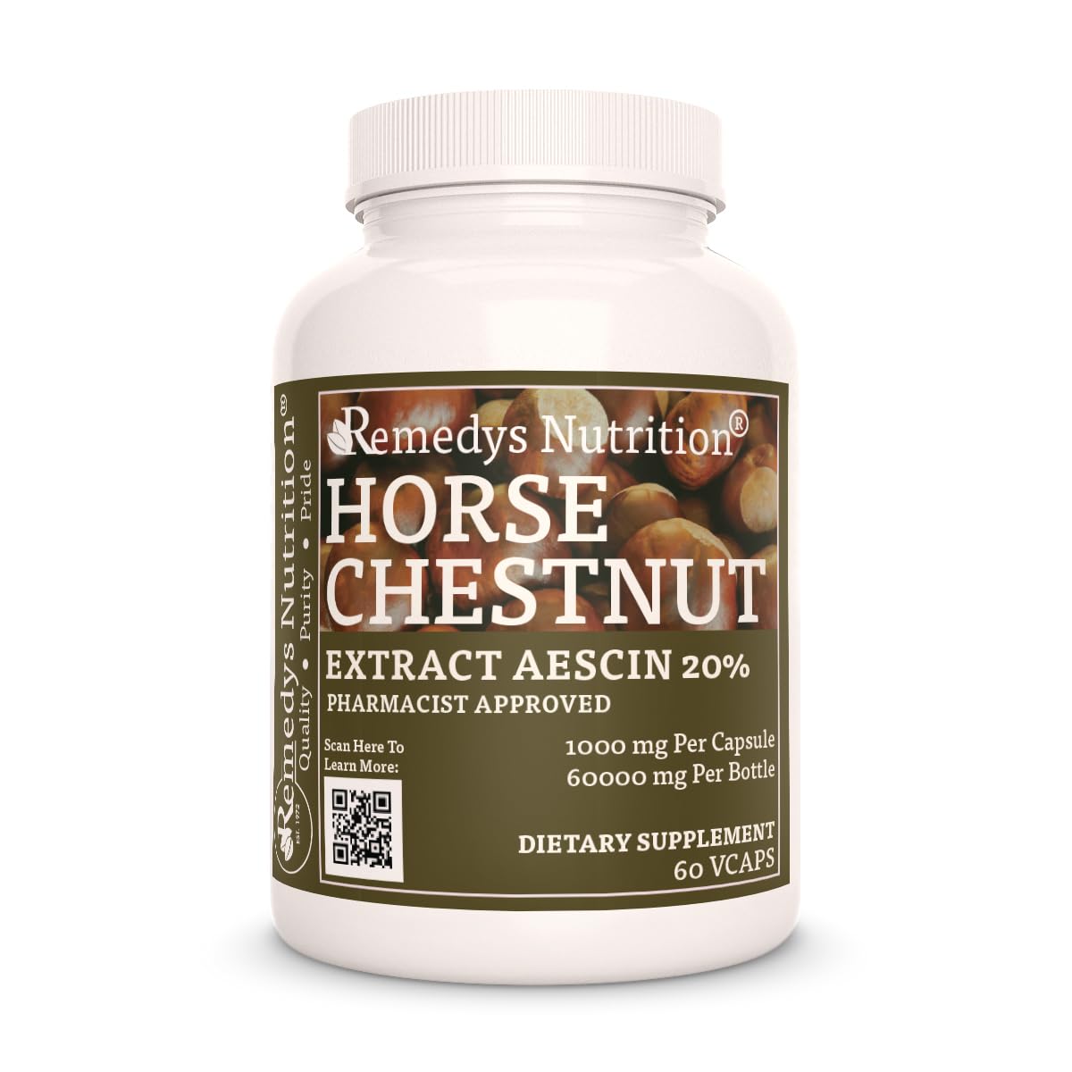 Remedy's Nutrition Horse Chestnut Extract Aescin 20% - 60 Capsules