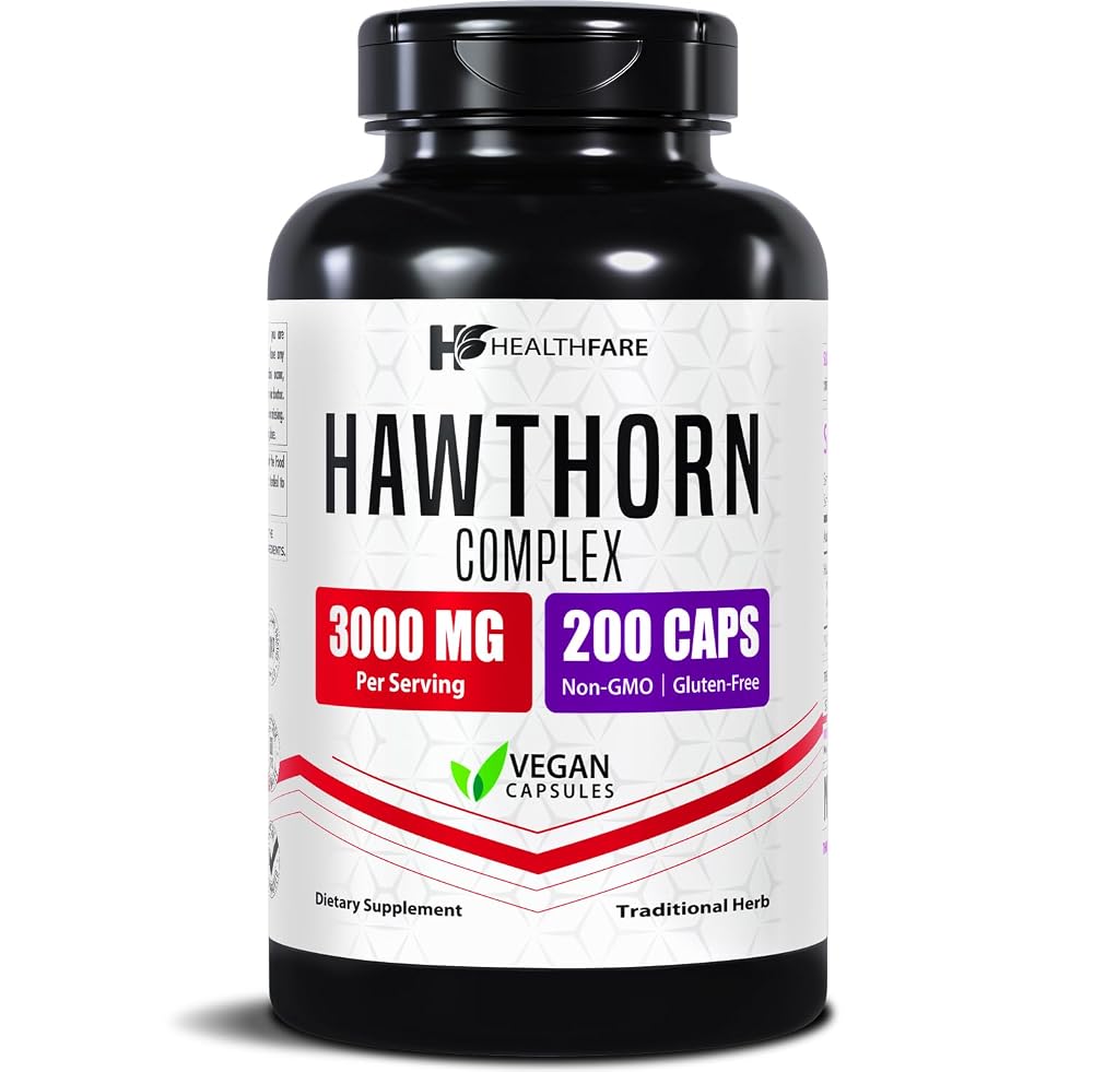 Healthfare Hawthorn Berry Supplement Extract 3000mg - 200 Capsules