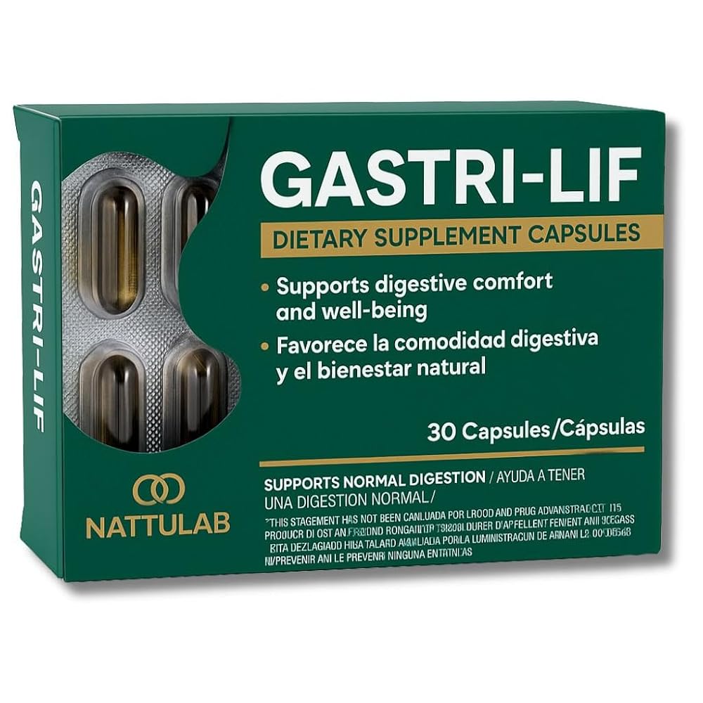 NATTULAB Gastri-Lif Herbal Digestive Support - 30 Capsules