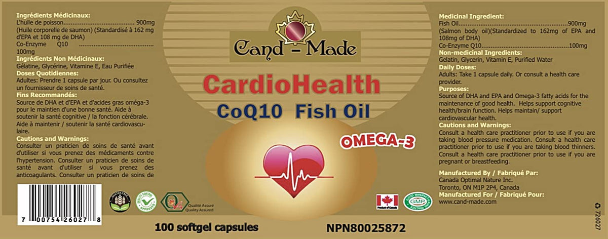 Cand-Made CoQ10 + Omega-3 Fish Oil CardioHealth - 100 Softgels - image 2