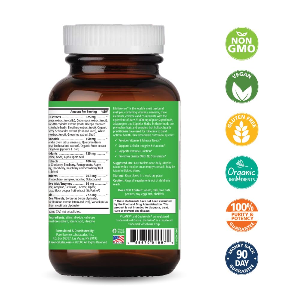 PURE ESSENCE LABS LifeEssence Multivitamin for Women and Men