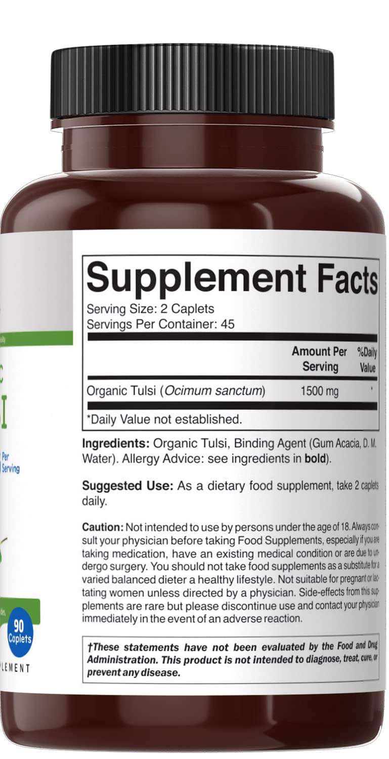 Brieofood Organic Tulsi (Holy Basil) 1500mg - 90 Vegetarian Tablets - image 4