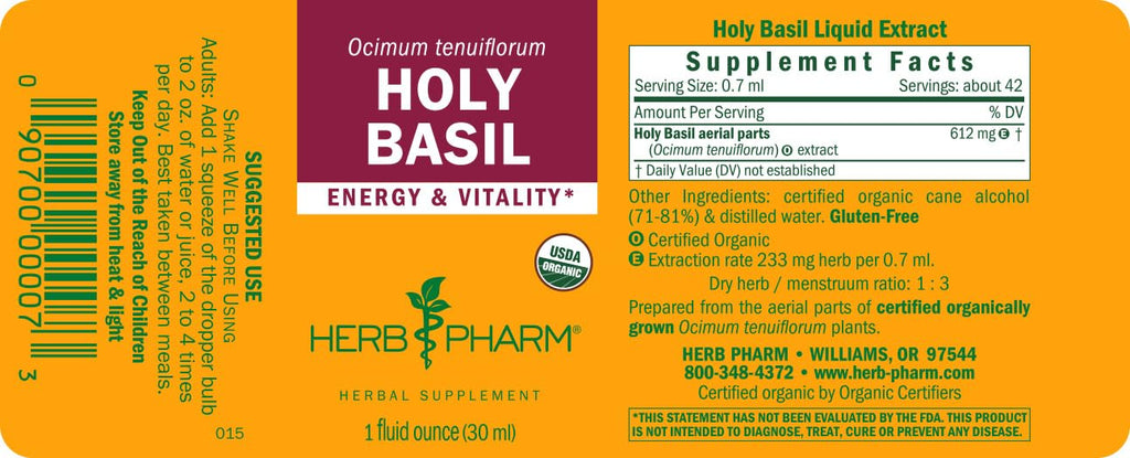 Herb Pharm Holy Basil Extract for Energy and Vitality - 1 Fl Oz - image 9