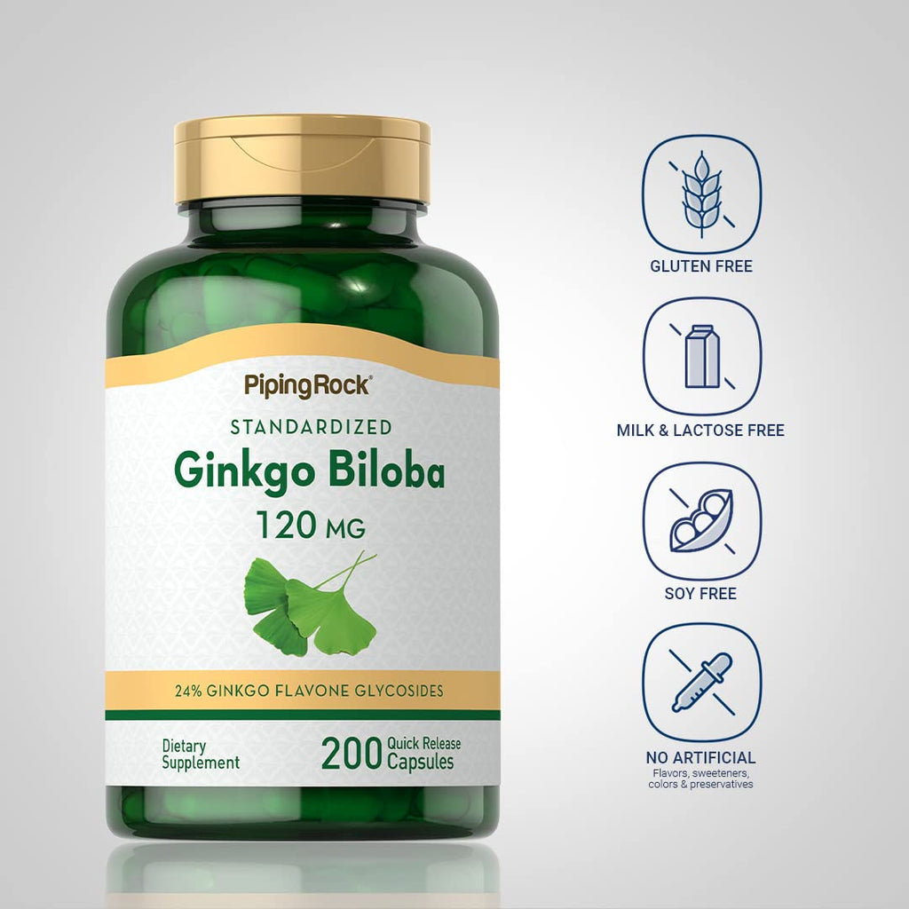 Piping Rock Ginkgo Biloba 120mg - 200 Capsules - image 3