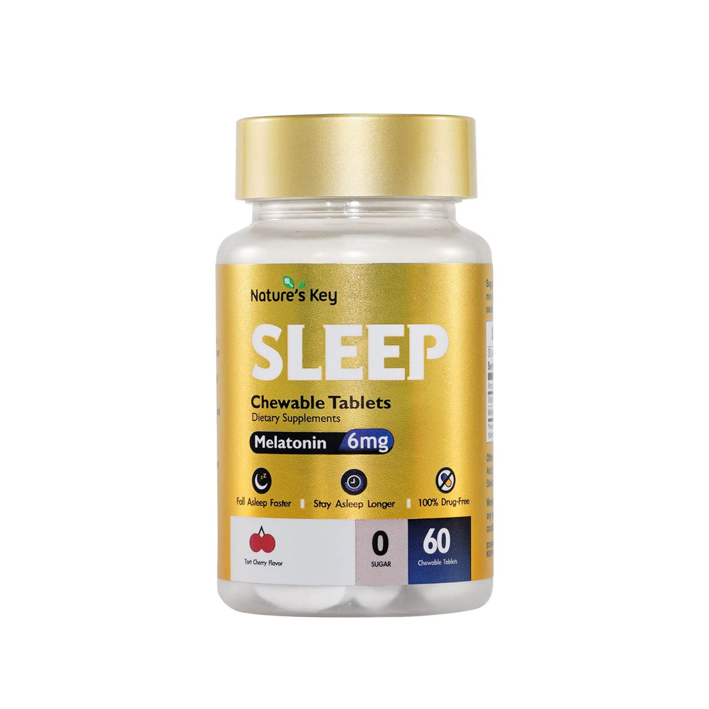 Nature's Key Melatonin 6mg Chewable Tablets for Sleep - 60 Tablets