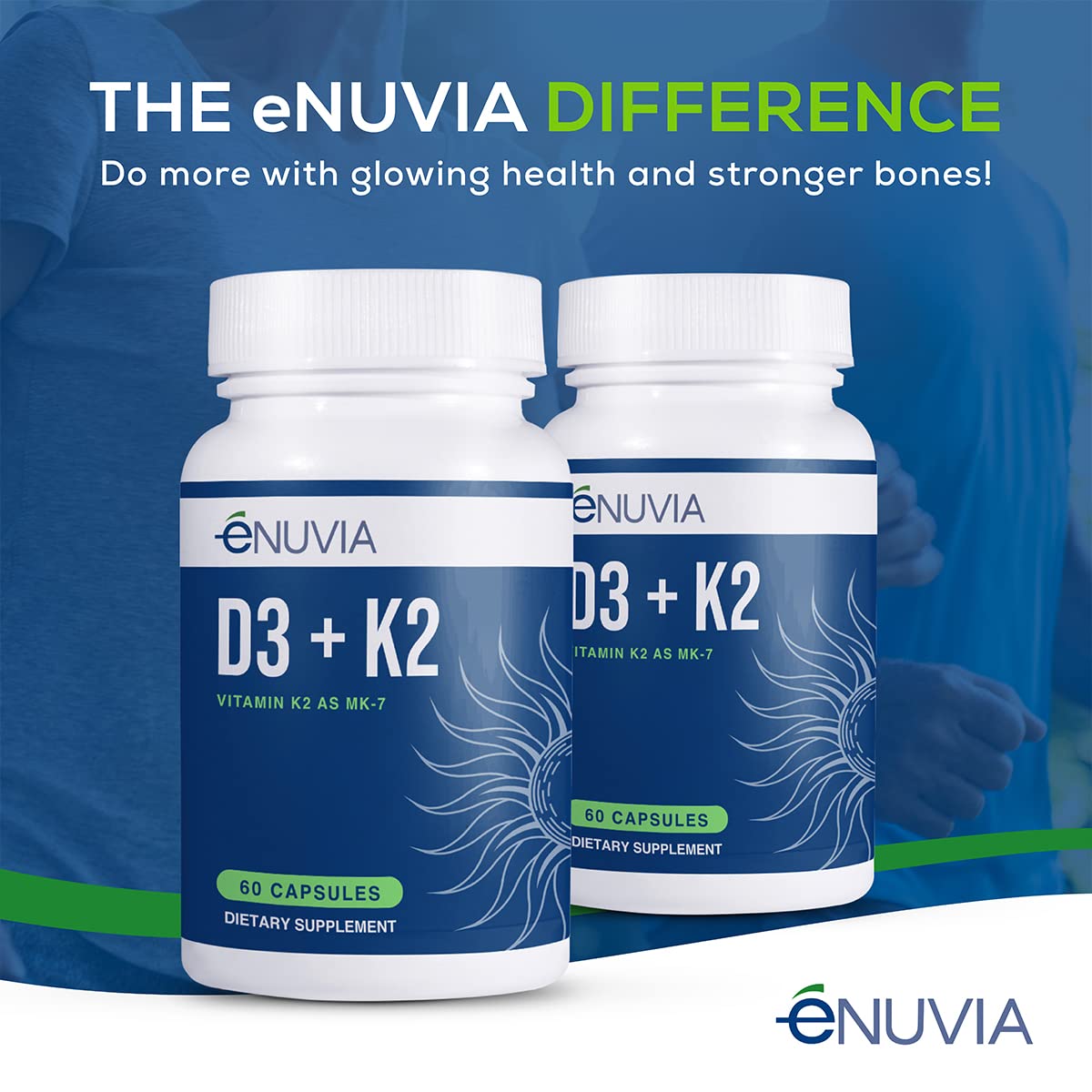 Enuvia D3+K2 Vitamin D3 K2 Supplement for Bone Health - 60 Vegetarian Capsules - image 5