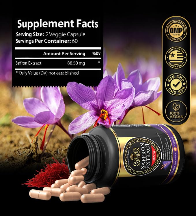 GOLDEN SAFFRON Saffron Extract Capsules Mood & Eye Support - 60 Capsules - image 4