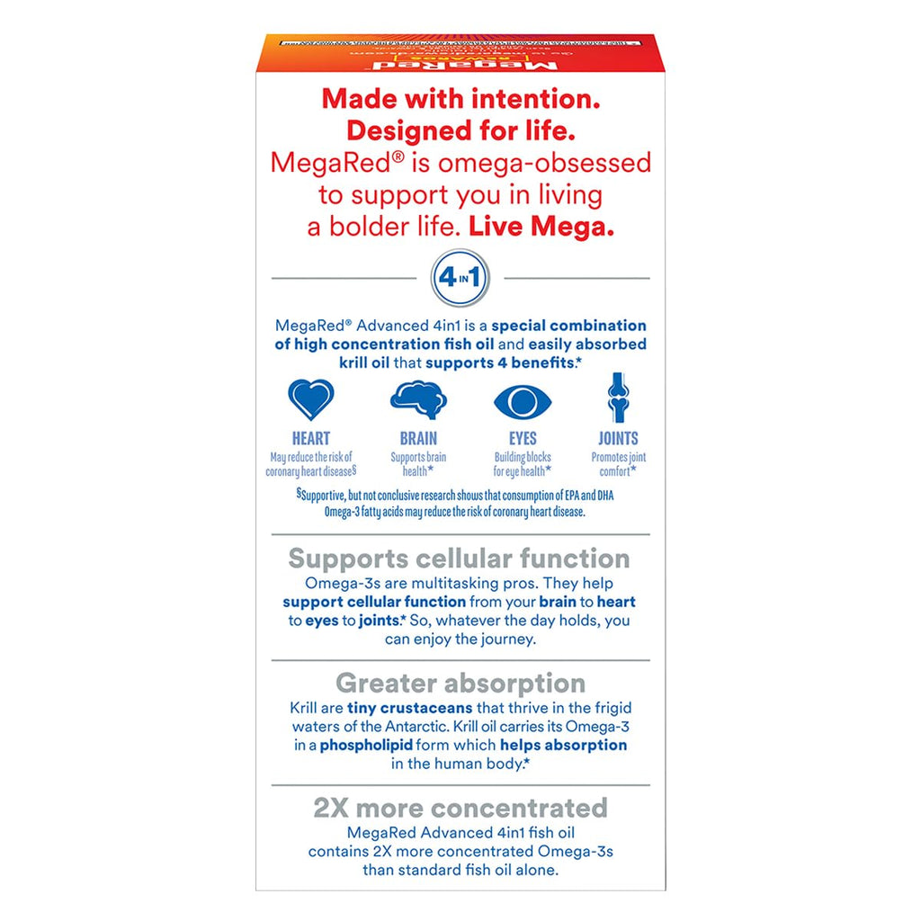 MegaRed Advanced 4in1 Omega-3 Fish & Krill Oil 500mg - 40 Softgels - image 3