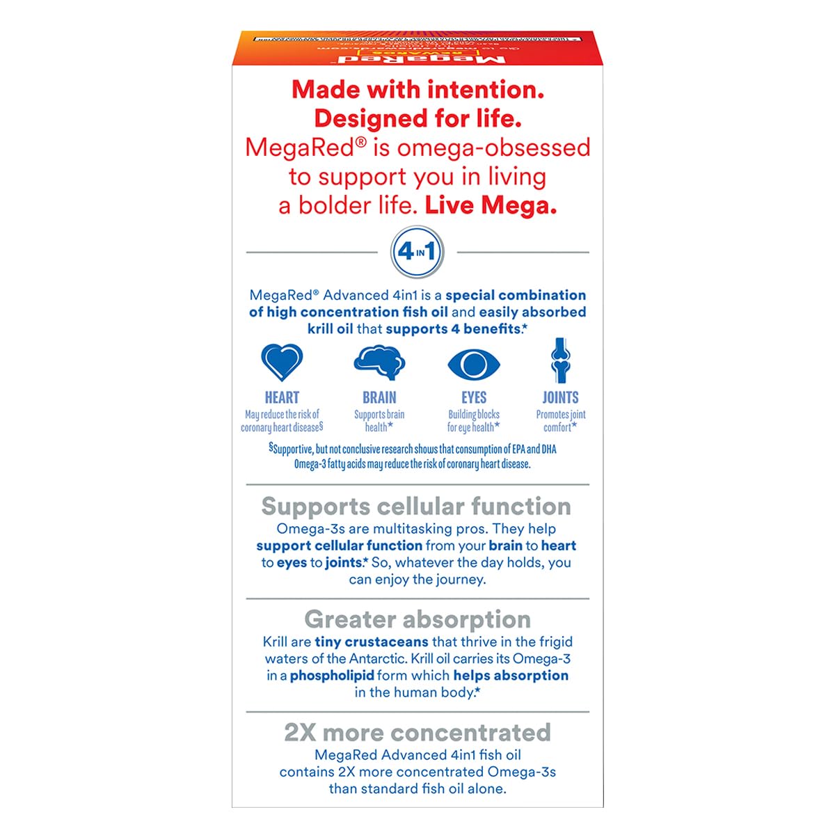 MegaRed Advanced 4in1 Omega-3 Fish & Krill Oil 500mg - 40 Softgels - image 3