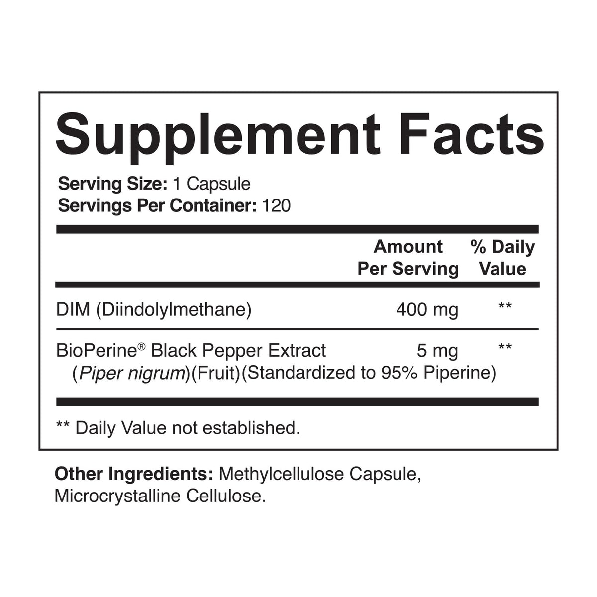 NutriFlair DIM 400mg with BioPerine - 120 Capsules - image 2