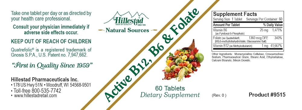 Generic Hillestad Active B12, B6 & Folate - 60 Tablets - image 3