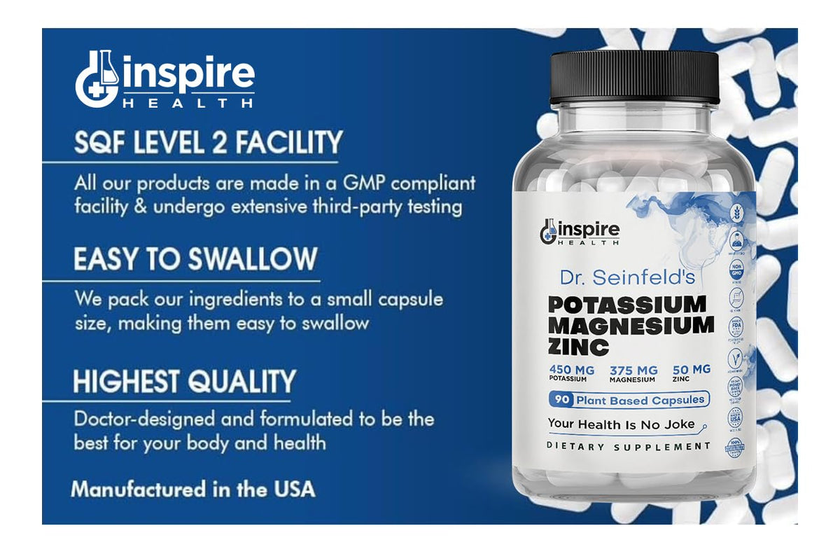GINSPIRE NUTRITION Magnesium Potassium Supplements w/Zinc