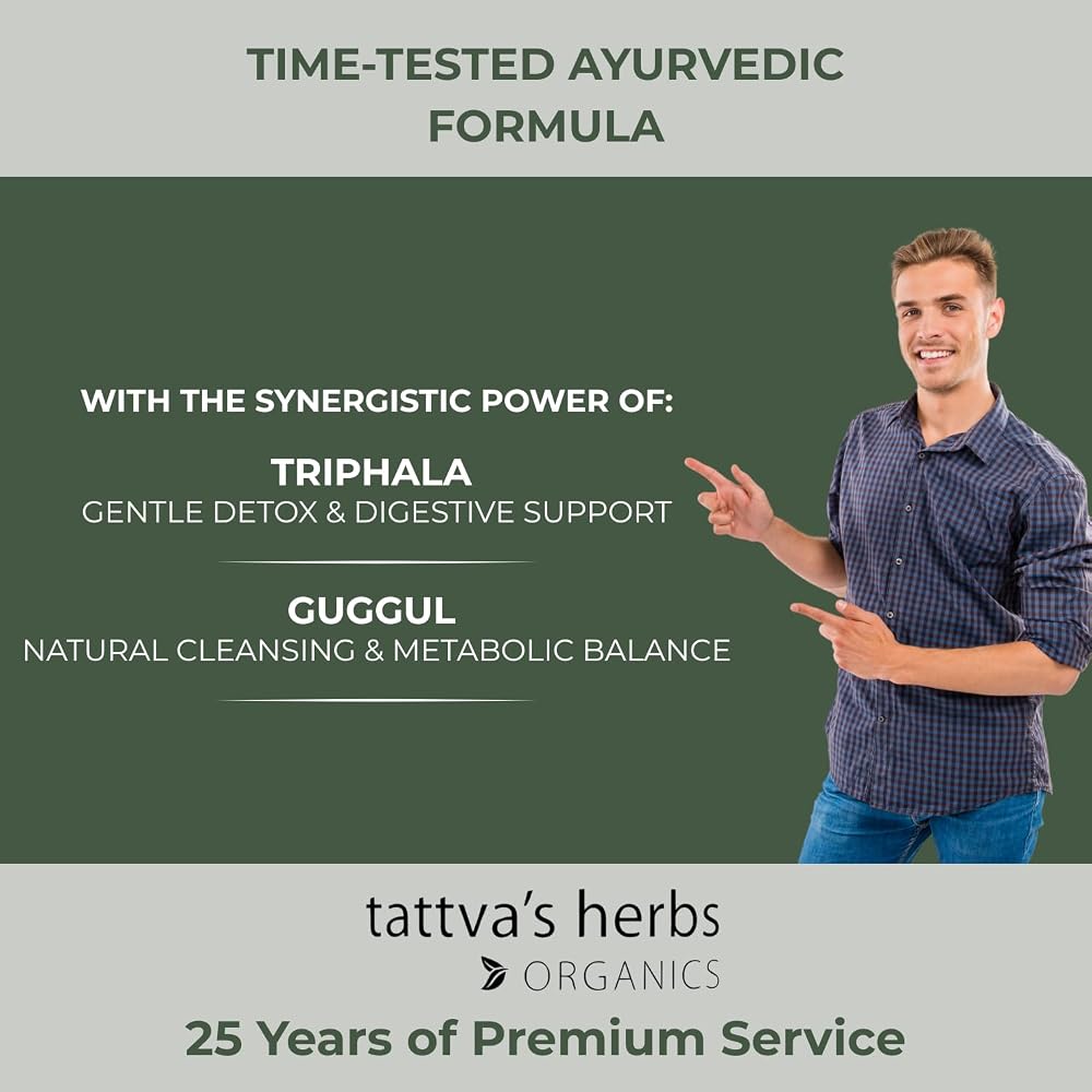 Tattva's Herbs Triphala Guggul Supplement 500mg - 120 Vegetarian Capsules - image 4