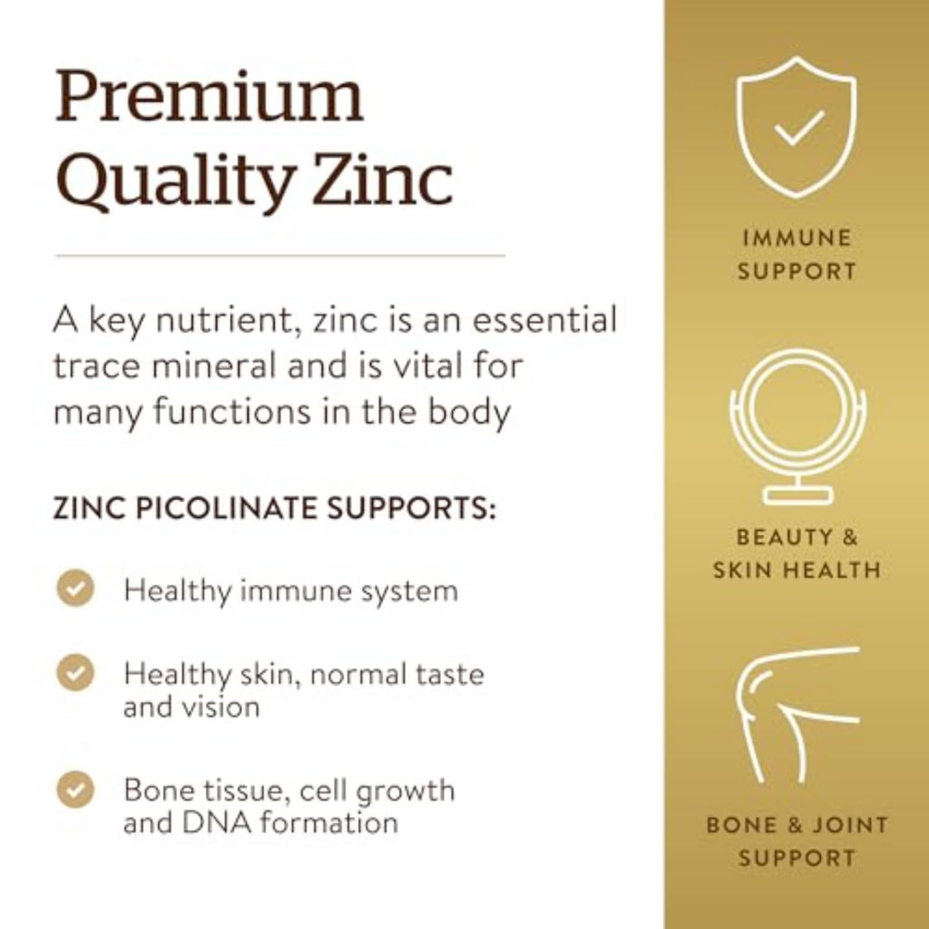 Solgar Zinc Picolinate 22 mg Immune Support - 100 Tablets - image 3