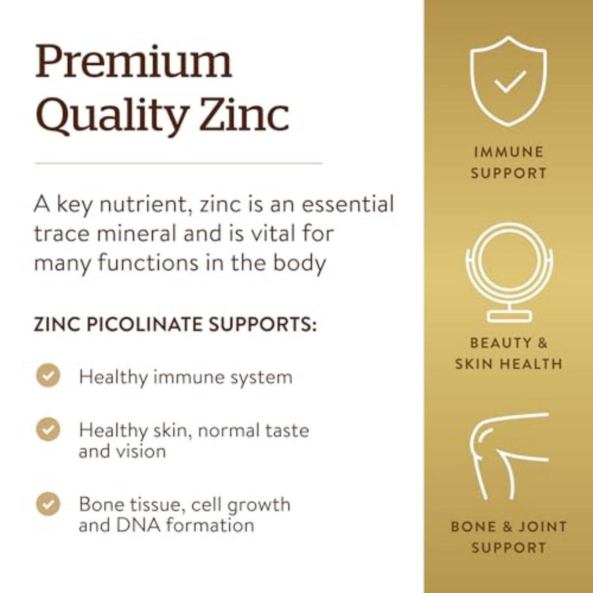 Solgar Zinc Picolinate 22 mg Immune Support - 100 Tablets - image 3