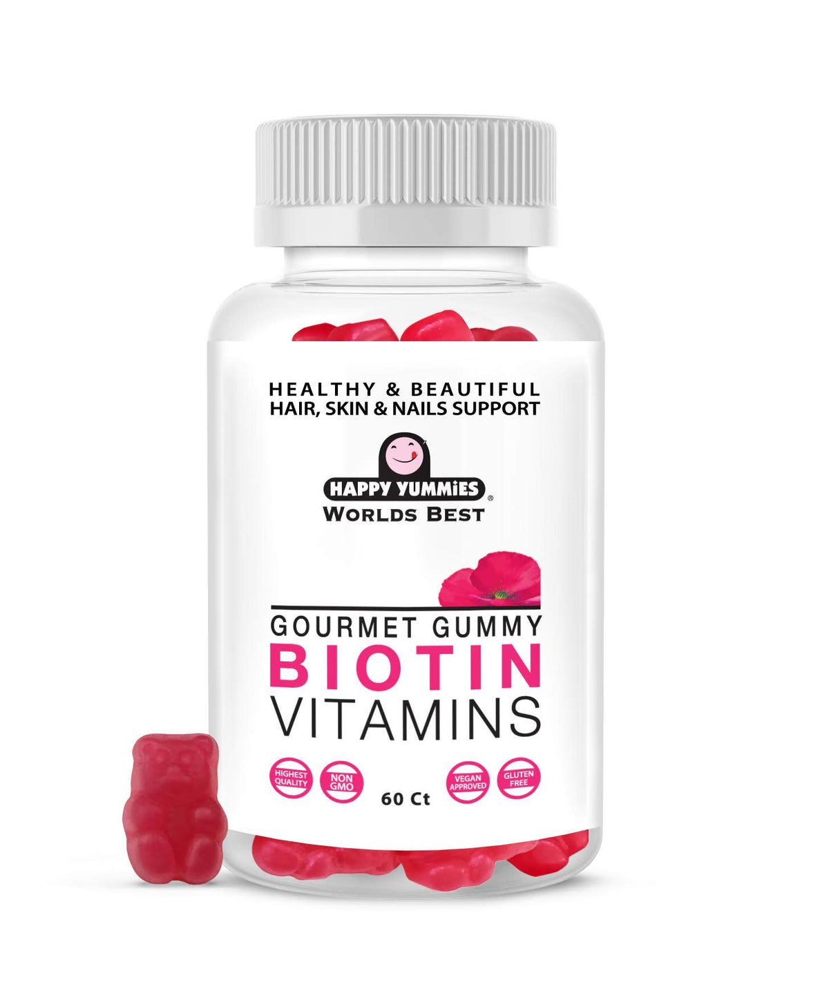 HANASCAR Happy Yummies Vegan Biotin Gummies Hair Support - 60 Gummies