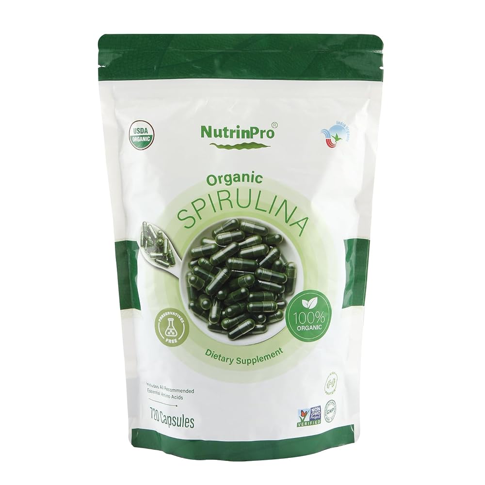 NUTRINPRO Organic Spirulina Capsules - 100% Pure Vegan