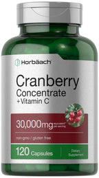Horbäach Cranberry Concentrate Extract Pills with Vitamin C - 120 Capsules