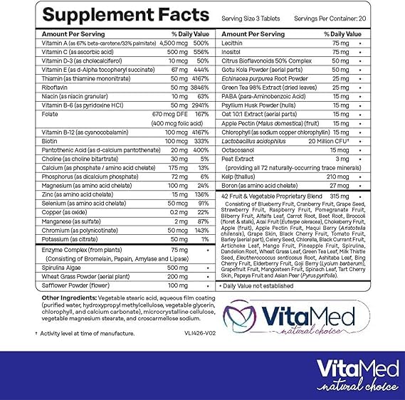 VitaMed Vita Forte Vegan Multivitamin with Probiotics - 180 Tablets - image 6