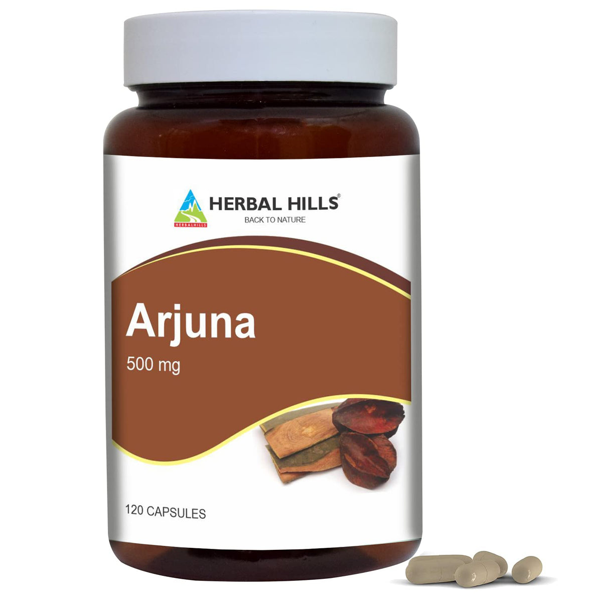 HERBAL HILLS Arjuna Capsules 500 mg - 120 Capsules