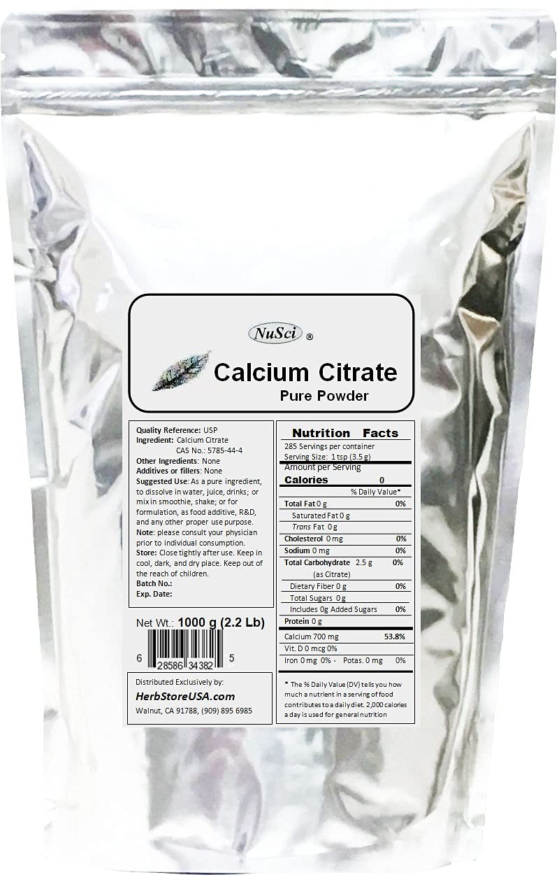 NuSci Calcium Citrate Powder Pure Bio-Available Form Calcium
