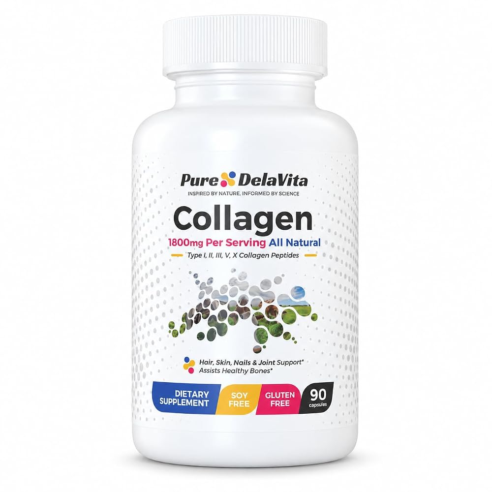 Pure DelaVita Multi Collagen 1800mg, 5 Types - 90 Capsules
